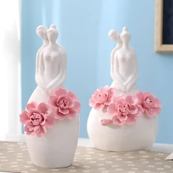 

Teenage Girl In Rose Dress Statue Home Crafts Living Room Decoration Objects Office Ceramic Sculpture Accessories Gifts