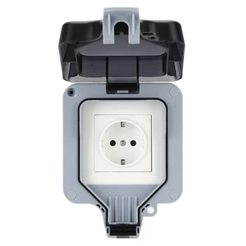 

IP66 Weatherproof Waterproof Outdoor Wall Power Socket 16A EU Standard Electrical Outlet Grounded AC110-250V EU Plug