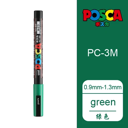 Зеленый 1 шт. UNI маркер PC-3M(POSCA) поп-плакат реклама водостойкий офис Студенческая живопись аниме ручная роспись - Цвет: Зеленый