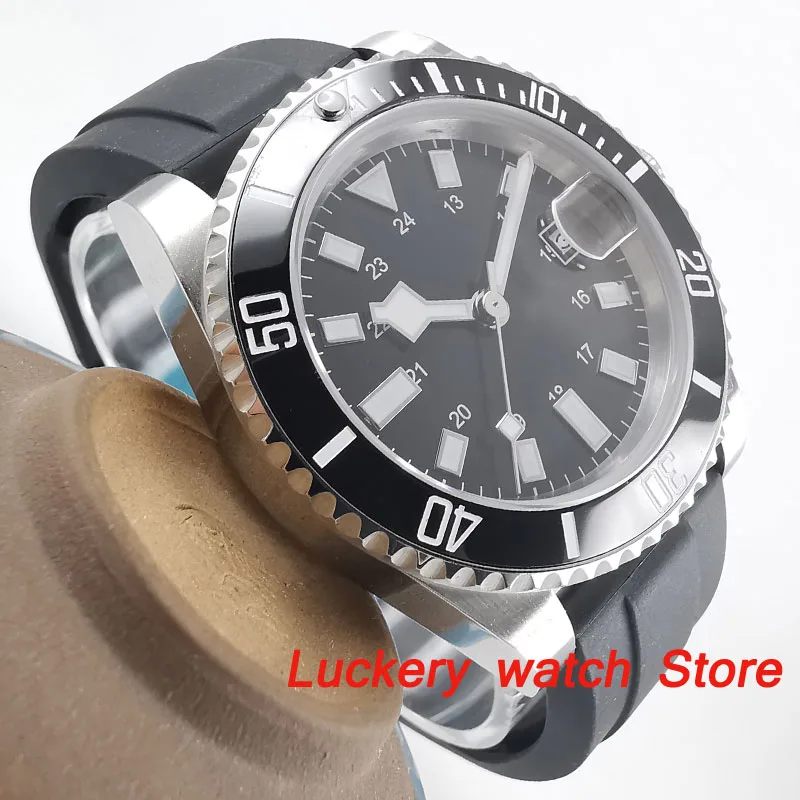 

40mm no logo black dial luminous saphire glass;Ceramic Bezel Automatic movement men's watch-BA142