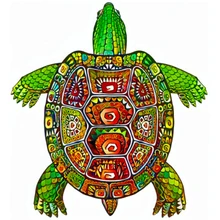 

New Artwork Wooden Puzzle Cute Green Turtle 6 Styles Irregular Shape Toy Luxury Brand 3D Jigsaw Game Gift for Friend Kids XML