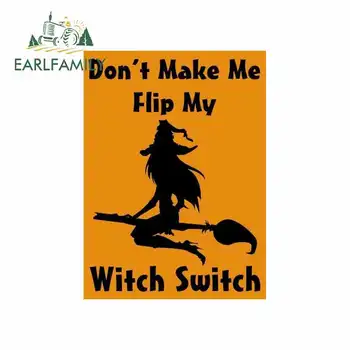 

EARLFAMILY 13cm x 9.6cm Witch Switch Car Sticker Personality Vinyl Decal Waterproof Window Accessories