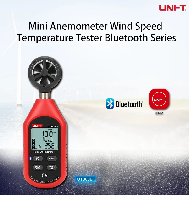 UNI-T UT363BT измеритель скорости ветра цифровой Bluetooth карманный размер Анемометр измерение термометр Мини Ветер метр Анемометр