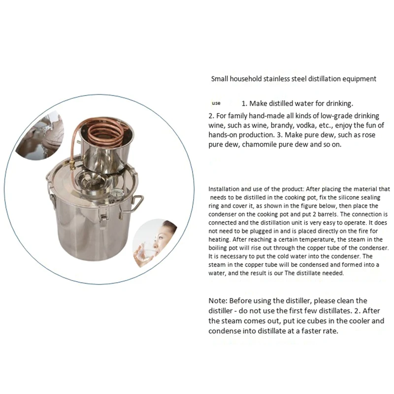 8L Wine Beer Alcohol Distiller Moonshine Alcohol Home DIY Brewing Kit Home Distiller Copper Distiller Equipment