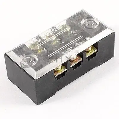 

600V 15A Dual Rows 3P 3 Positions Covered Barrier Screw Terminal Block