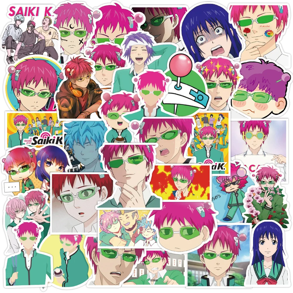 

50PCS Anime Saiki Kusuo No Sai-nan Stickers Laptop Guitar Luggage Phone Bike Waterproof Graffiti Sticker Decal Kid Classic Toys