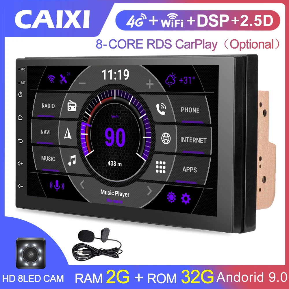 2 Din Android 9.0Car Радио мультимедийный плеер для Nissan Volkswagen TOYOTA Honda KIA Hyundai mazda