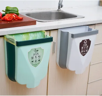

Kitchen Garbage Can Hanging Household Wall Hanging Folding Storage Bucket