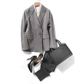 

High quality fashion classic herringbone wool blazer suit women 2019 new woolen jacket autumn office lady small suit female K296