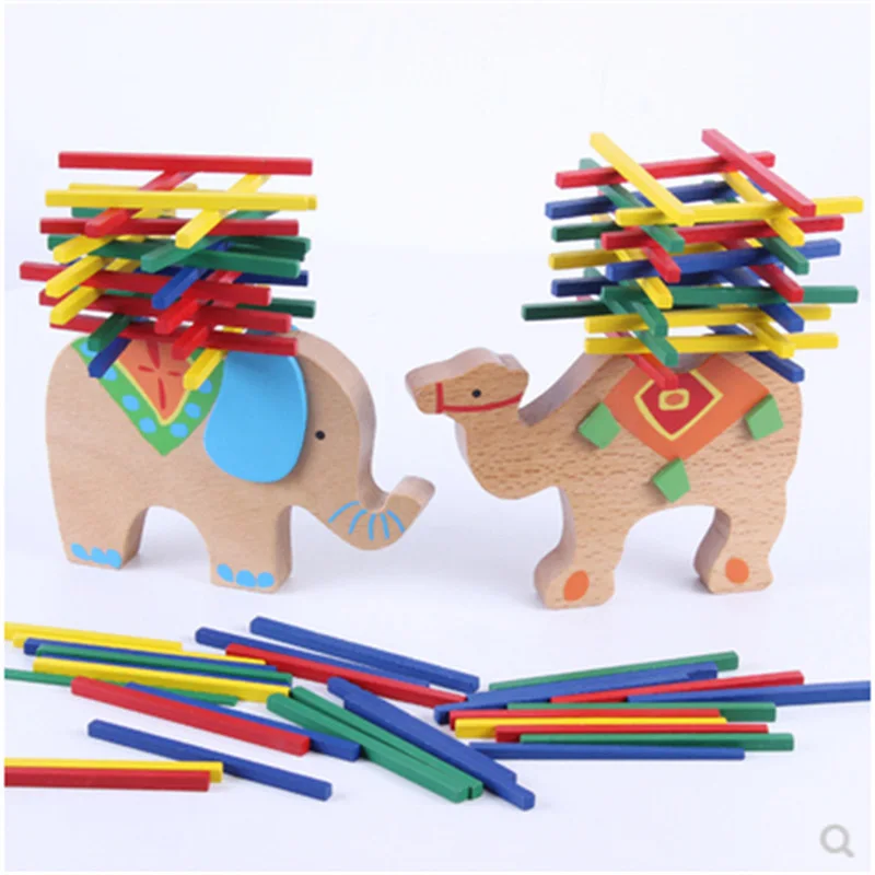 Деревянные игрушки Верблюд, слон, деревянные игрушки для детей, деревянные блоки, игрушки для детей, развивающие игрушки Монтессори