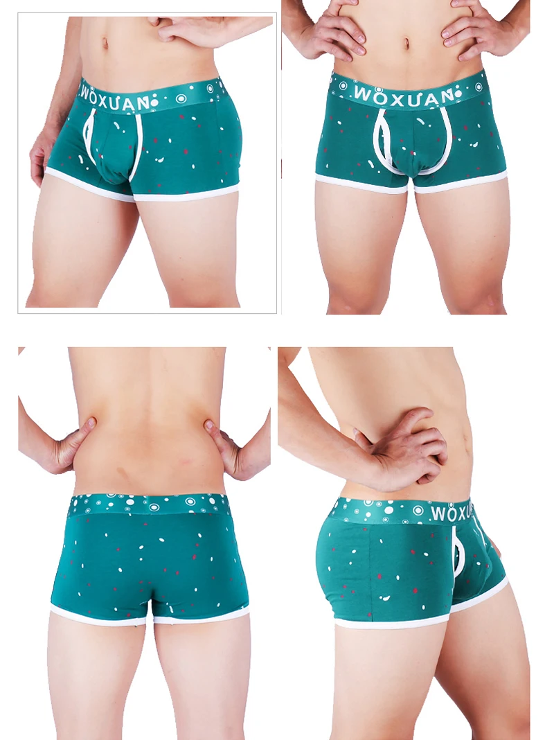 Мужское нижнее белье, боксеры, Cueca Masculina, низкая посадка, хлопок, боксеры, шорты, дышащие трусы для геев, мужские трусы для пениса с мешочком