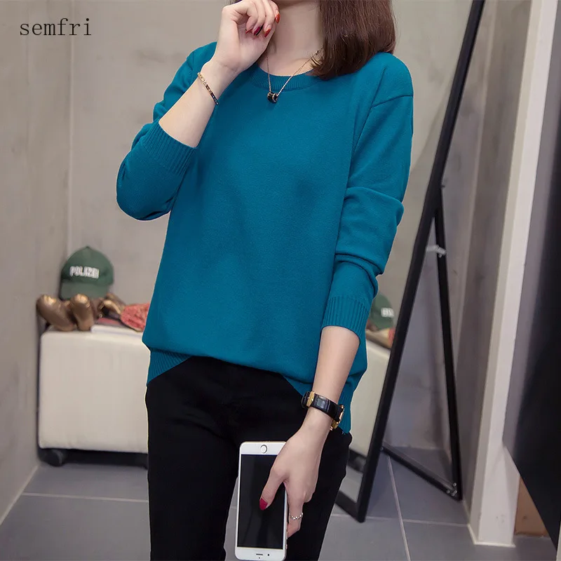 

Semfri Plus Size Womens Sweater 2020 Spring Autumn Bottoming Cardigan Female Loose Style O-neck Knitted Long Sweater Clothes