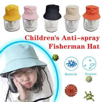 

Children's Protective Transparent Mask Anti-fog flu Coronaflu Saliva Face Masks Windproof Fisherman Hat With Protection Cap