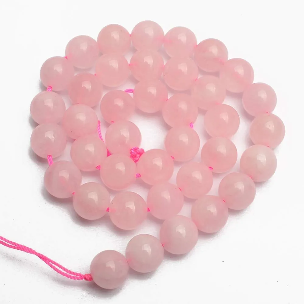 rose quartz_Love Beads 天然石圆珠珠宝制作 38.10 厘米 4-6-8-10-12-14mm 半宝石珠 灰_4