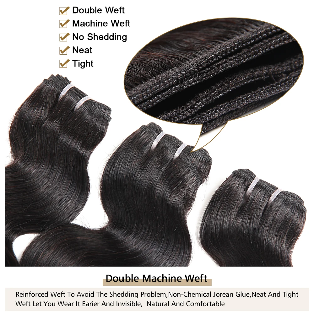 MORICHY Body Wave Hair Bundles Double Drawn Weaves Brazilian Human Hair Extension Non-Remy Natural Color tissage naturel court MORICHY Body Wave Hair Bundles Double Drawn Weaves Brazilian Human Hair Extension Non-Remy Natural Color tissage naturel court