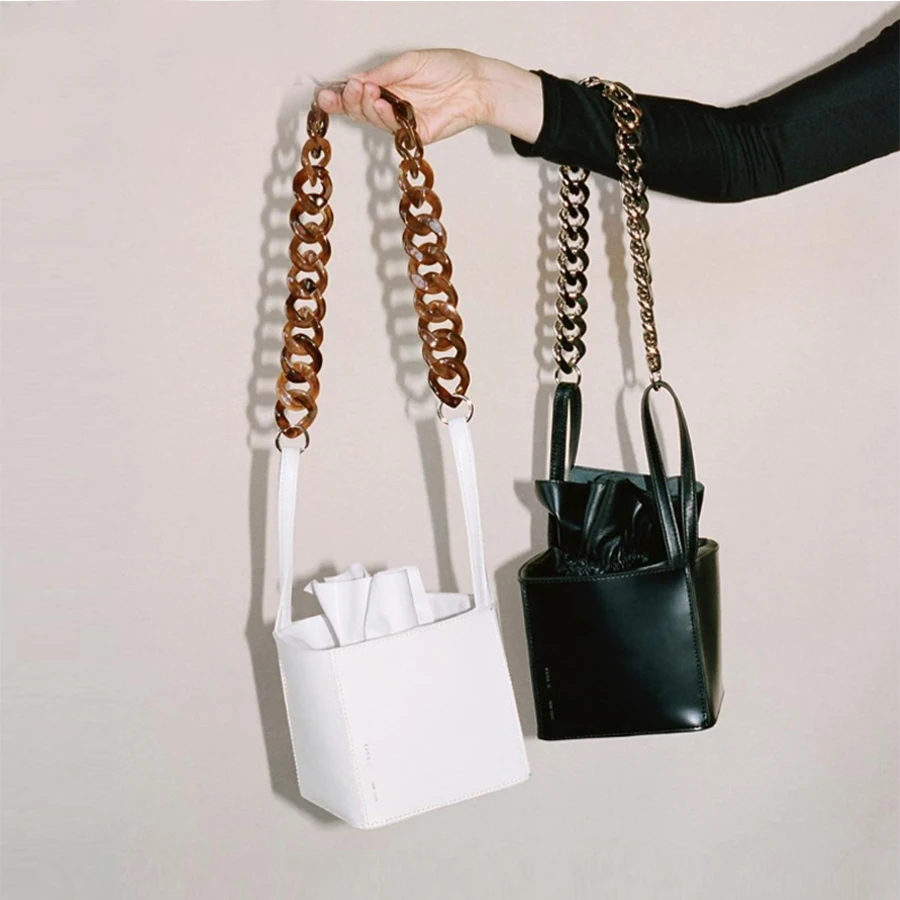 

Fashion Mini Acrylic Bucket Bags Pure Color PU Leather Box Handbags Shoulder Messenger Bag casual Crossbody bags Evening Clutch