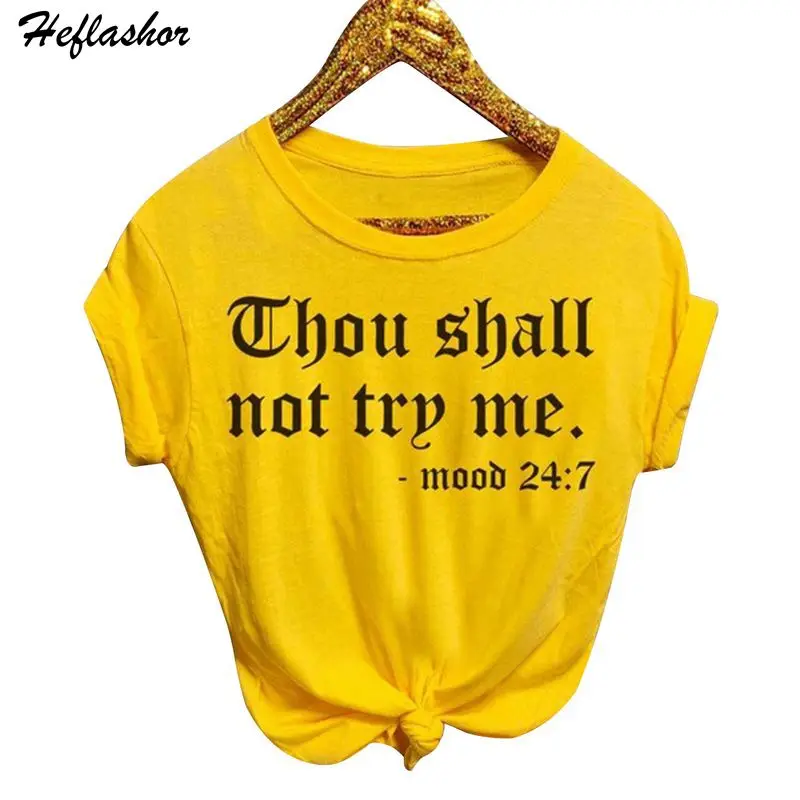 

Heflashor 2019 Summer Women Casual Loose T-shirt O-Neck Short-sleeved Printed Letter Top Thou Shall Not Tshirt Plus Size