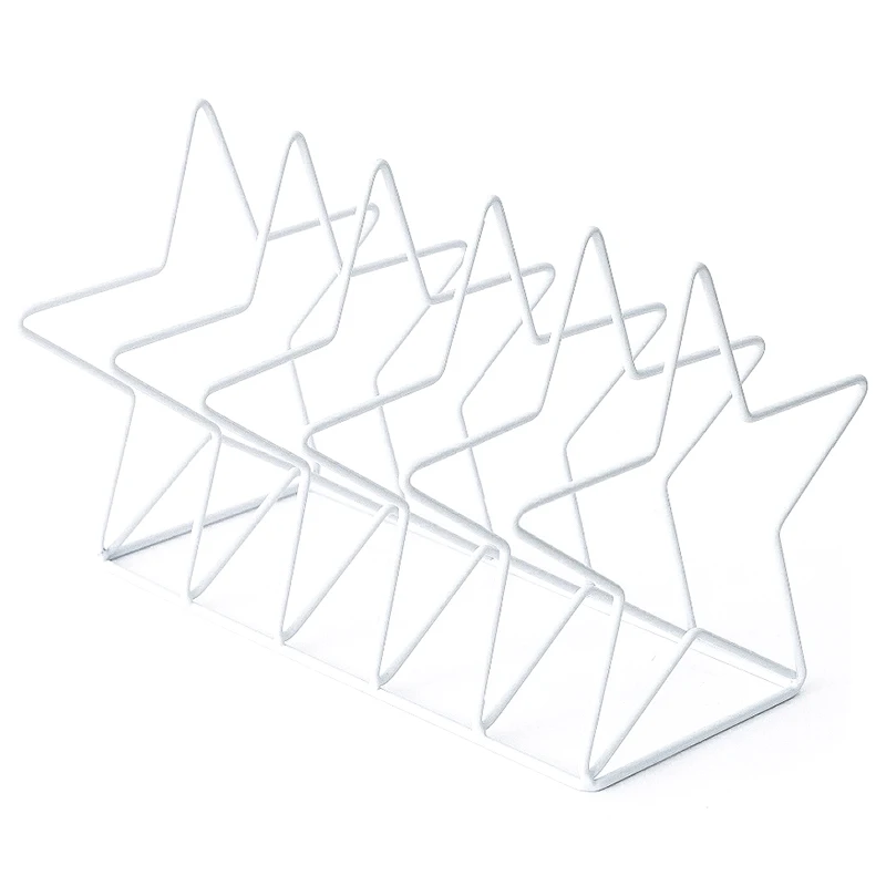 

Pentagram Metal Bookend Creative Star Book Standing Document File Desktop Manager Bookshelf Stand White