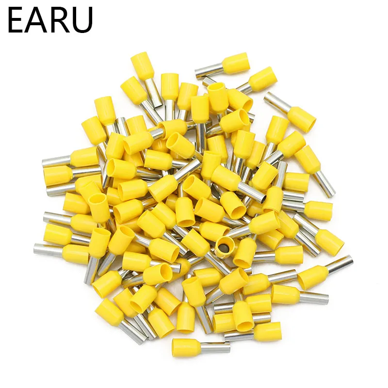 E0508 E7508 E1008 E1508 E2508 Insulated Ferrules Terminal Block Cord End Wire Connector Electrical Crimp Terminator 100pcs/Pack