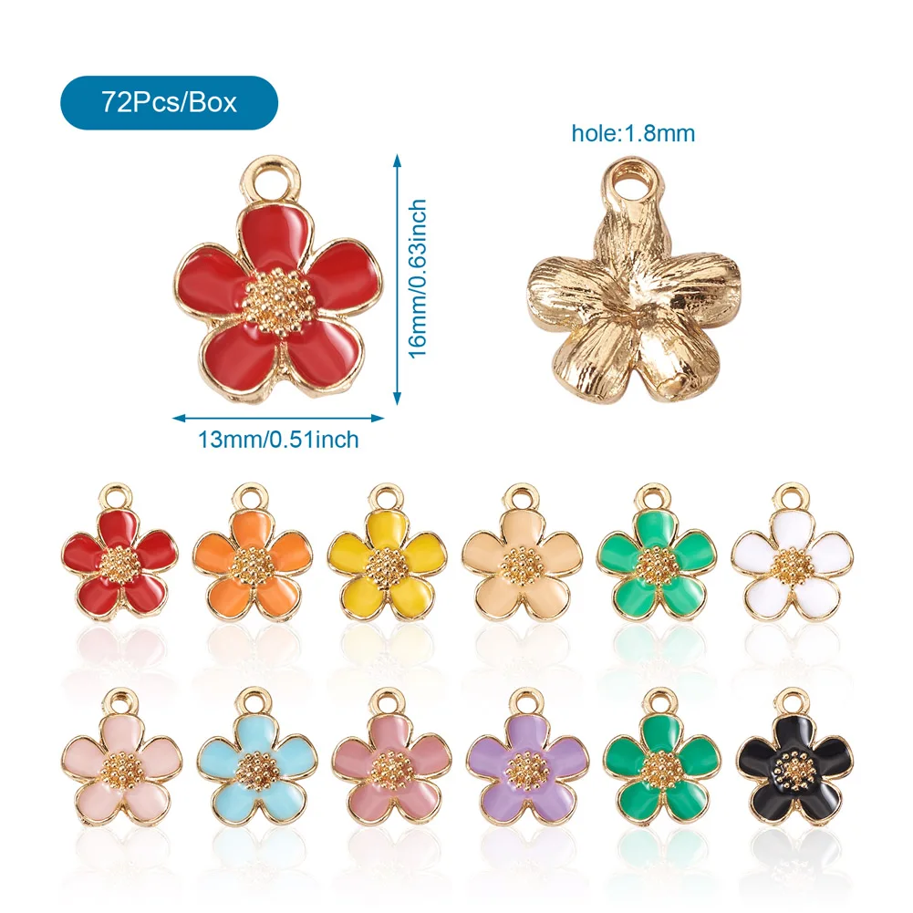 32pcs/Box Alloy Enamel Pendants DIY Accessories Cherry Mixed 8 colors 18x13x3mm 4pcs/color