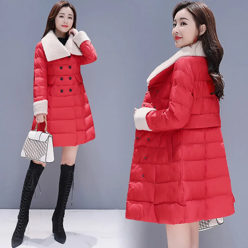 

2019 Autumn And Winter New Style WOMEN'S Dress Thick Coat Cotton-padded Jacket Mid-length Korean-style Winter Warm Cotton-padded