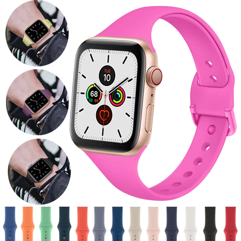 

Strap For Apple Watch band 38mm 42mm Sport Silicone iWatch 4 band 44mm 40mm belt Bracelet correa Apple watch 5 4 3 2 Accessories