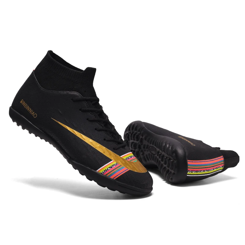 

2019 New High Top Soccer Cleats Shoes TF/FG Football Boots High Quality Short Spikes Men's Ankle Football Shoes Sneakers Shoes