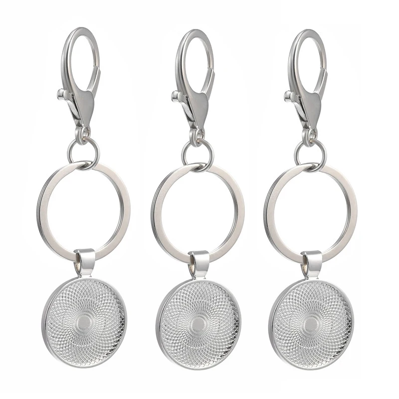 

5pcs/lot 25mm ZInc Alloy Key Keychain Pendant Tray Fit 25mm Cameo Glass Cabochon Base Setting For Jewelry DIY Making Findings