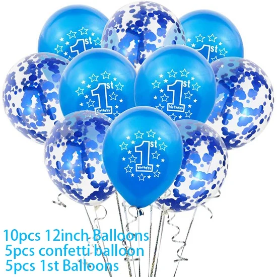 balloon set 1 Liviorap 1st детская посуда одноразовая посуда для вечеринки с днем рождения украшения для детского душа - Цвет: balloon set 1