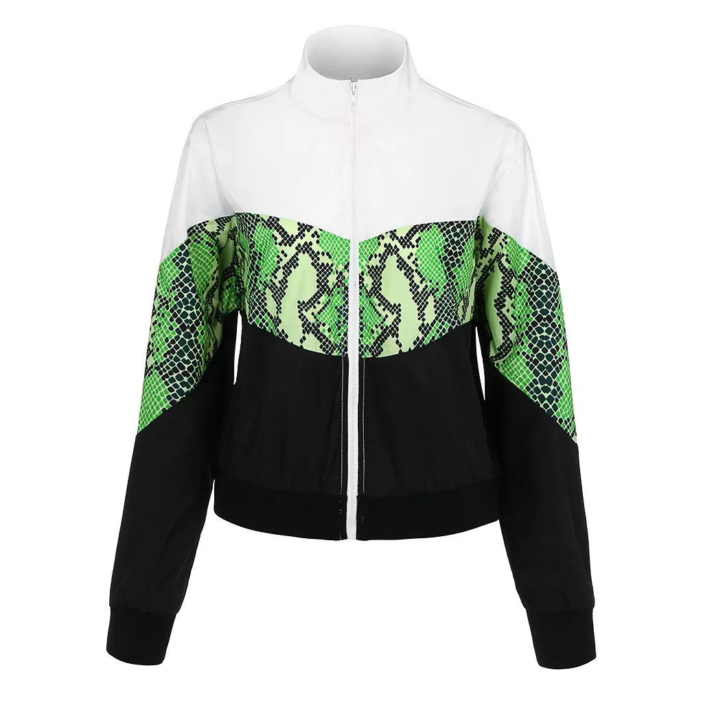 Jackets Women New Lady Autumn Cut And Sew Panel Snake Stitching Jacket Casual Blouse Tops Female Baseball Women Men Coat