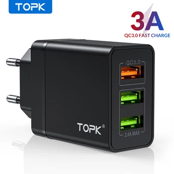 

TOPK USB Charger Quick Charge 3.0 Fast Charging QC3.0 Multi USB Charger for Samsung S10 Plus Xiaomi Travel Wall Phone Charger EU