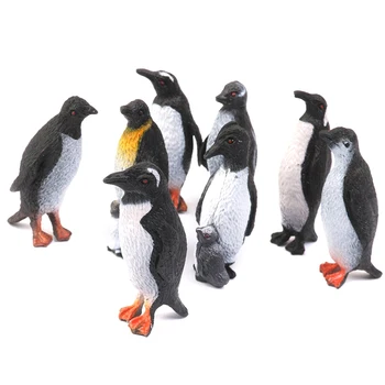 

Plastic Penguin Ocean Animal Toy Model Gift 8pcs Black + White
