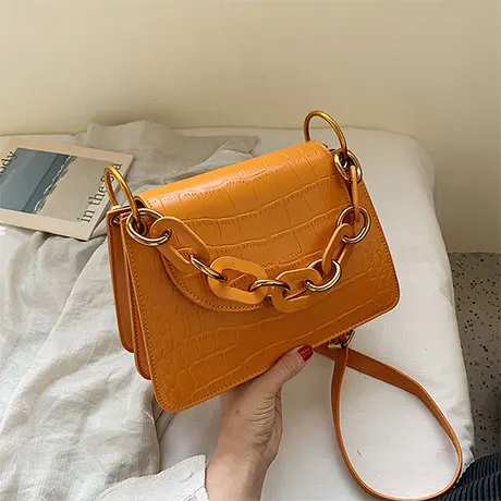 25 CM Yellow Винтажная модная женская квадратная сумка новая качественная женская дизайнерская сумка из искусственной кожи с каменным узором сумка через плечо - Цвет: 25 CM Yellow