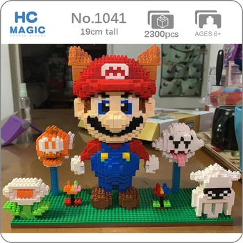 

HC 1041 Game Super Mario Tanooki Mario Ghost Flower 3D Model DIY Mini Diamond Blocks Bricks Building Toy for Children no Box