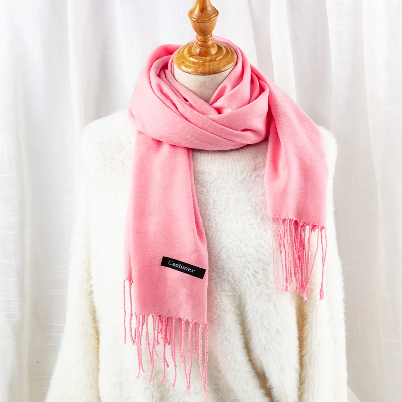 Модный женский шарф, однотонные толстые кашемировые шарфы осень-зима, теплые женские шали, пашмины, женские шарфы - Цвет: 21