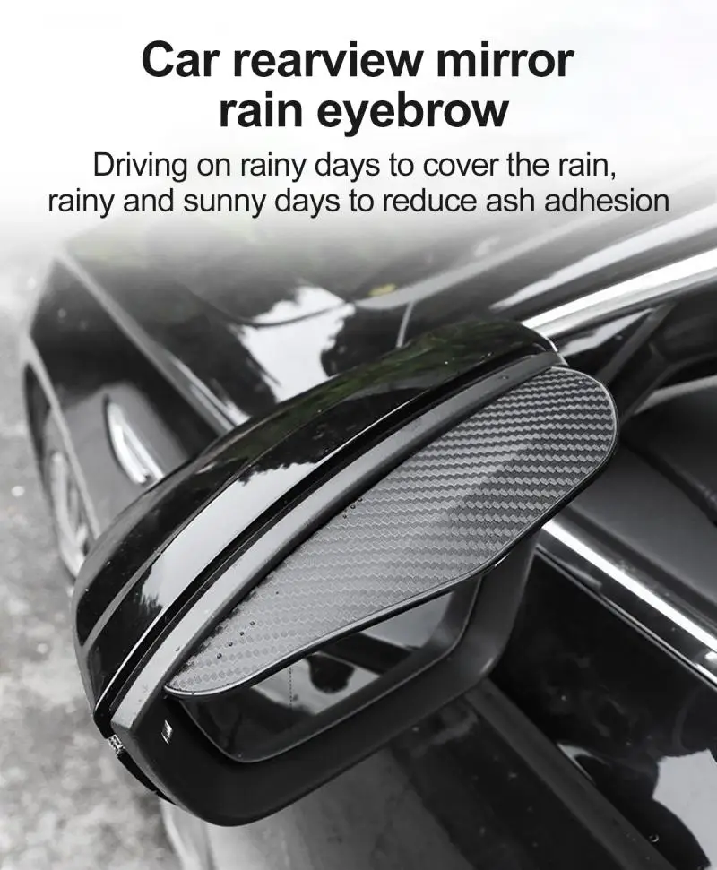Pegatina para espejo retrovisor de coche, protector de fibra de carbono, a prueba de lluvia, accesorios para coche