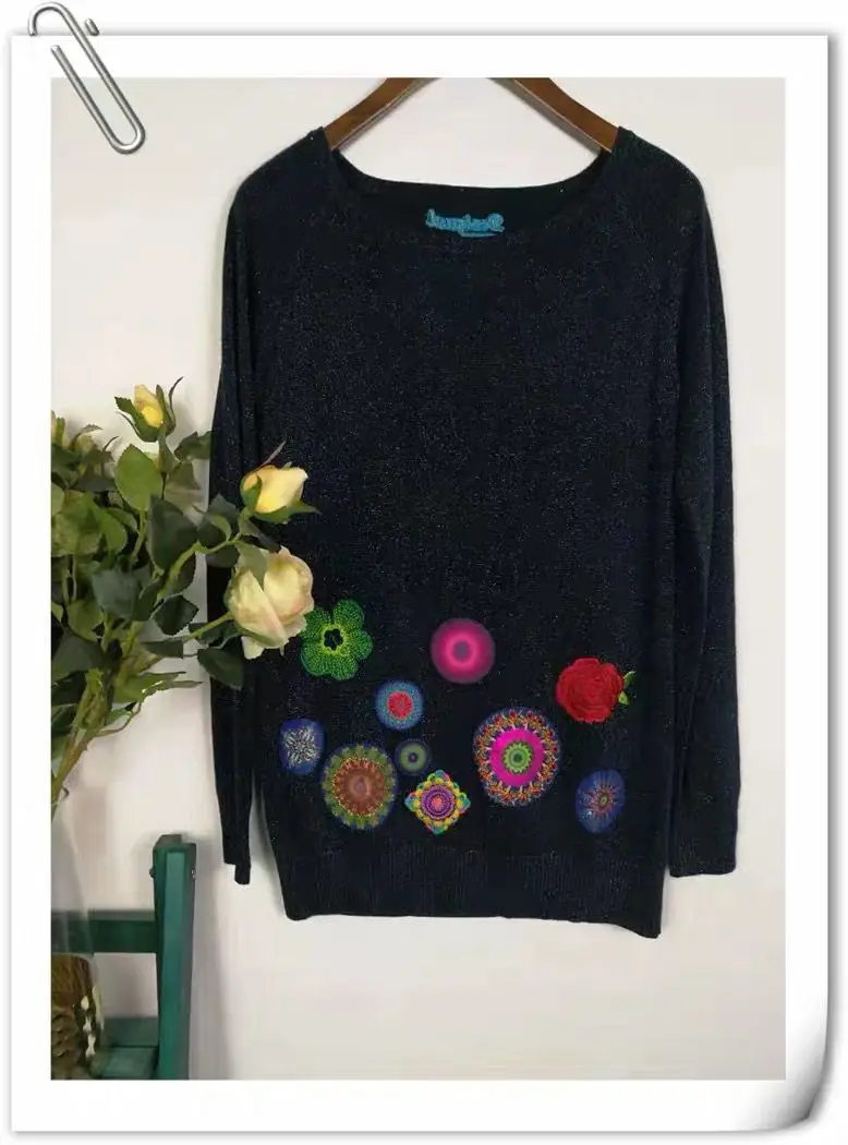 DESIGUAL испанский Модный высококачественный Женский свитер - Цвет: Синий