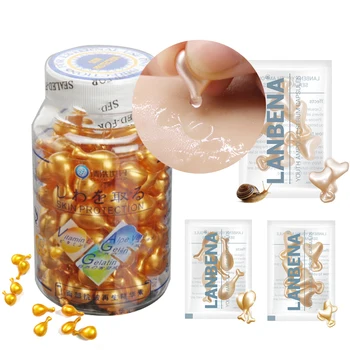 

10/90pcs Vitamin E Face Serum Six Peptide Snail Essence Face Repair Capsule Acne Removing Anti Aging Whitening Serum Skin Care