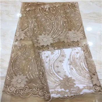 

green pink Upscale Style Sequins Lace Fabric Sequined Embroidered Guipure Net Lace African Wedding Dresses Sewing Mesh Material