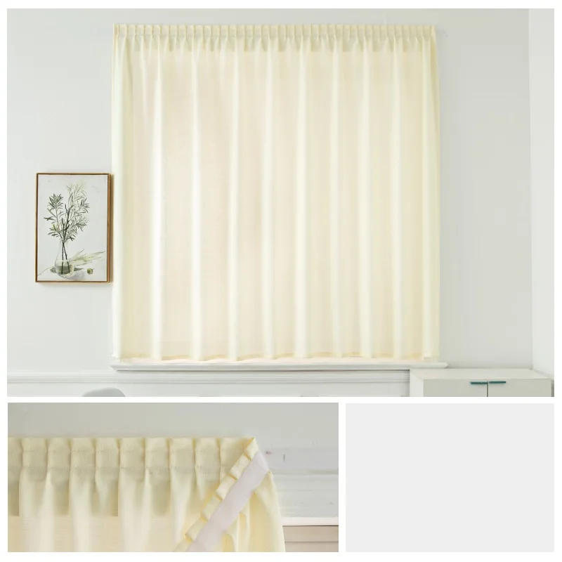 Modern Magic Paste Curtain Solid Color Tulle Door Window Drape Panel Sheer Velcro Grey Bedroom White Dormitory Blackout Cortinas 