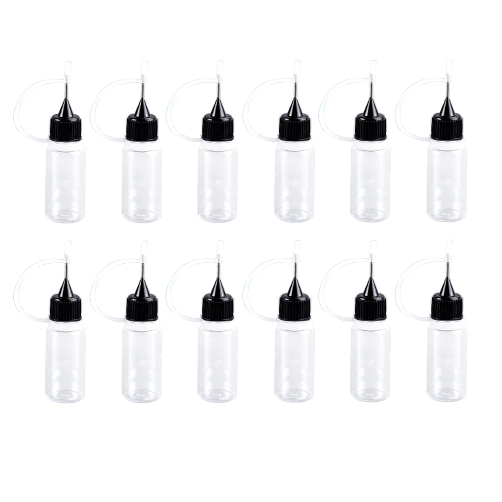 Hobby Model Tool - 12 Pieces - Squeezable Dropper Needle Tip Bottle - 10ml