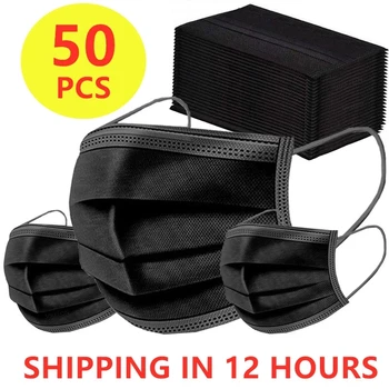 

50Pcs Four Colors 3 layer Safe Filter Face Mask Anti-pollution Disposable Non Woven Masks Breathable Protective Mascarillas