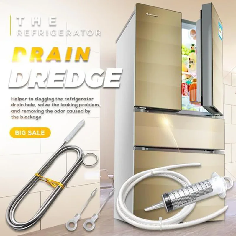 Refrigerator Drain Dredge Cleaning Set Long Flexible Brush Fridge Hole Cleaner Scrub Home Suction Syringe Device | Дом и сад