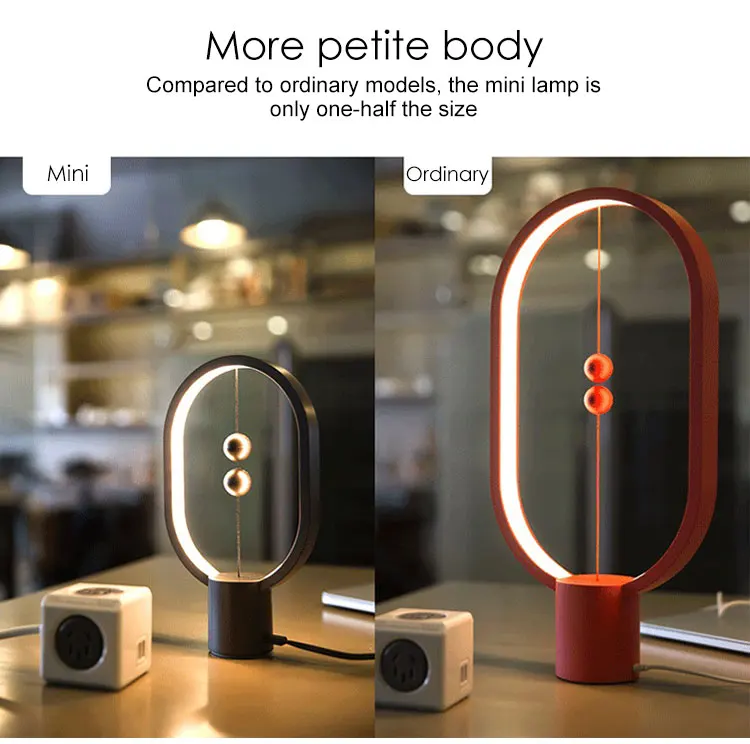 Mini Magnetic Heng Balance Lamp LED Night Light Ellipse Mid-air Switch USB Power Intelligent LED Home Decor Table Lamp Novel