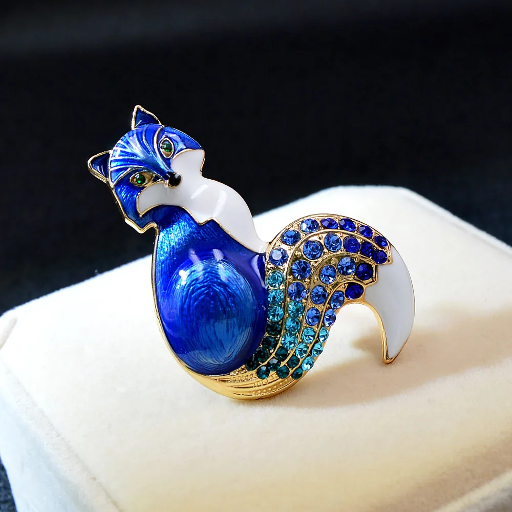 CINDY XIANG New Arrival Rhinestone Fox Brooches For Women Enamel Animal Pin Brooch 6 Colors Available Winter Design Coat Jewelry