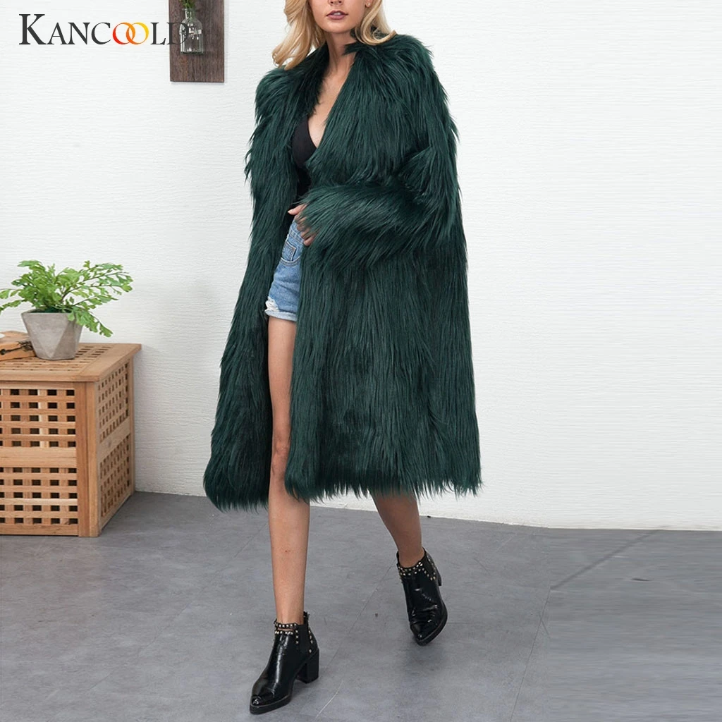 KANCOOLD, модное меховое пальто из искусственного меха, женское пушистое теплое пальто с длинным рукавом, женская верхняя одежда, Осеннее зимнее пальто, длинное пальто