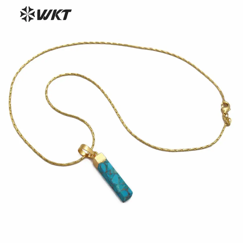 WT-N1164 WKT Blue Vein Золотой ISES Золотой Гальванизированный кулон прямоугольной формы ожерелье женское модное ожерелье ювелирные изделия