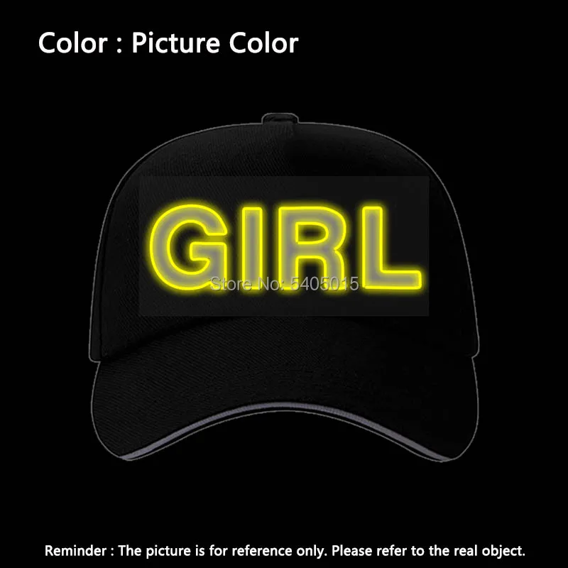 

New!! Luminous Letter GIRL Baseball Caps Glow Party Supplies Fluorescent Casual Party Hats Holiday DIY Decoration with 10 Colors