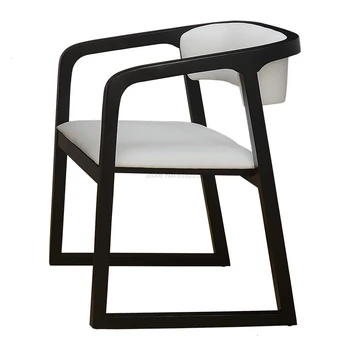 

Solid Wood Dining Chair Household Modern Concise Skin Meal Chair Fabric Art Adult Backrest Handrail White Wax Wooden Bench You