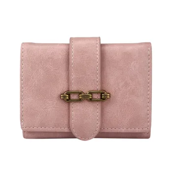 

Women New Short Female Wallet Simple Wild Tri-fold Card Package Retro Cute Wallet Coin Poicket Clasp Credit Card Holder 1125